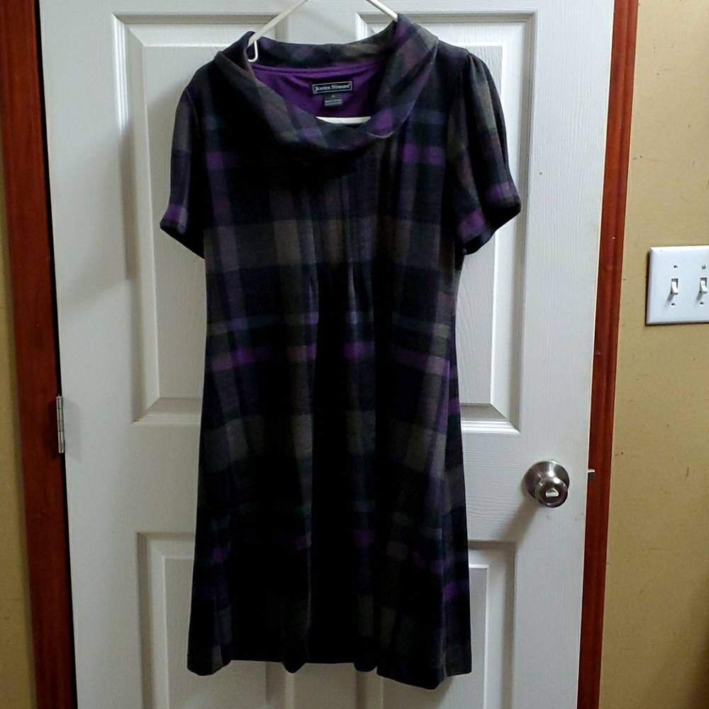 Jessica Howard Sz 10 Purple Plaid Sweater dress